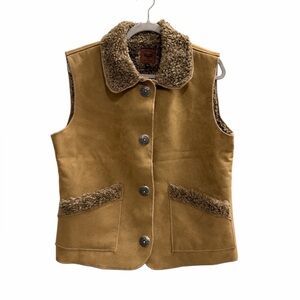WOOLY BULLY Tan Sherpa-Lined Vest with Button Closure Size XL